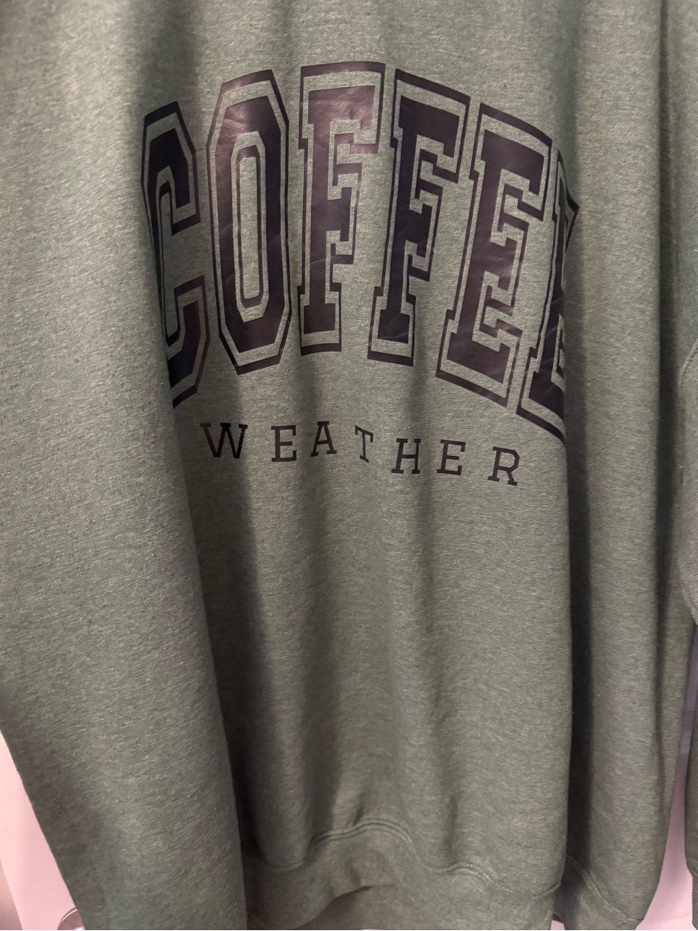 Coffee Weather Green Crewneck Sweatshirt - Picture 2 of 3